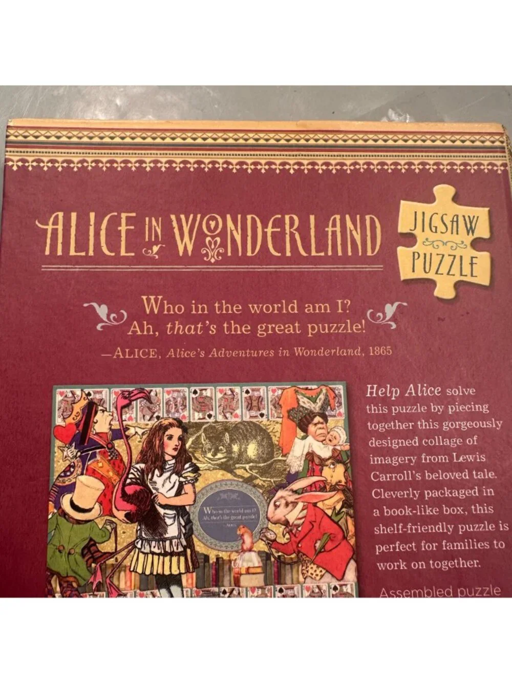 Alice In Wonderland 500 Piece Jigsaw Puzzle Book Queen Cheshire Potter Style